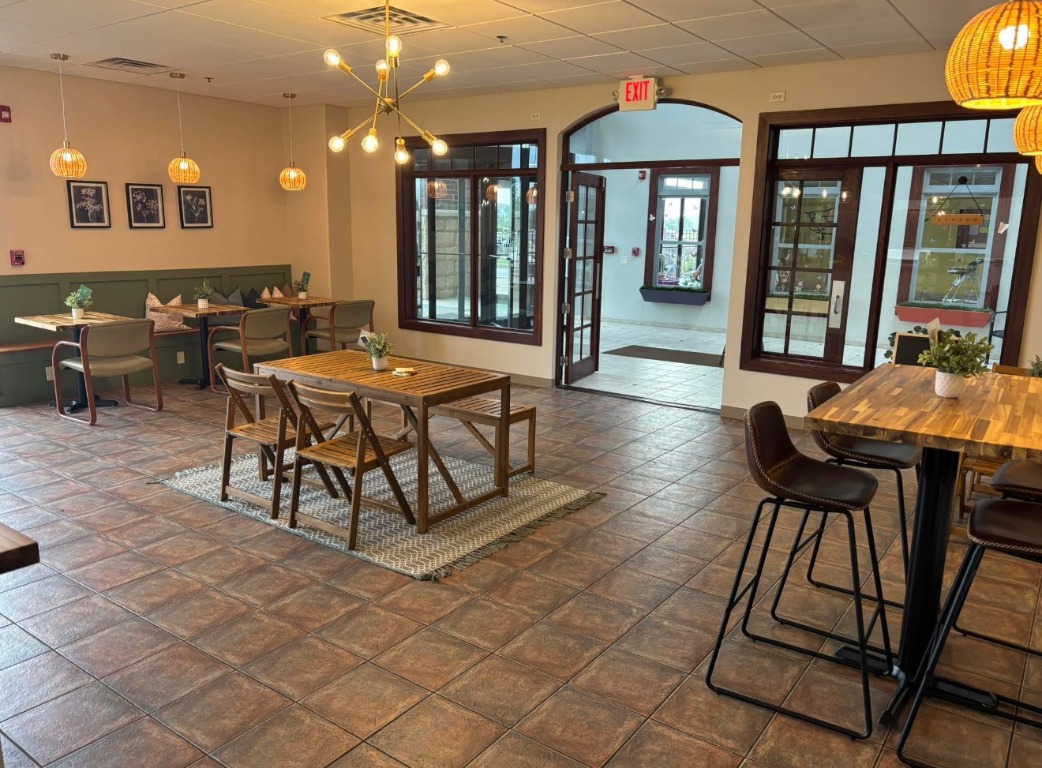 Warm café dining room interior